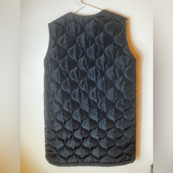 Hand Embroidered with Wool Thread Cotton Puffer Longline Vest Size M - Picture 5 of 7